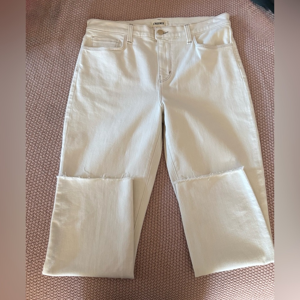 L’agence Sada High Rise Cropped Slim Jeans Womens Size 30 Macadamia color